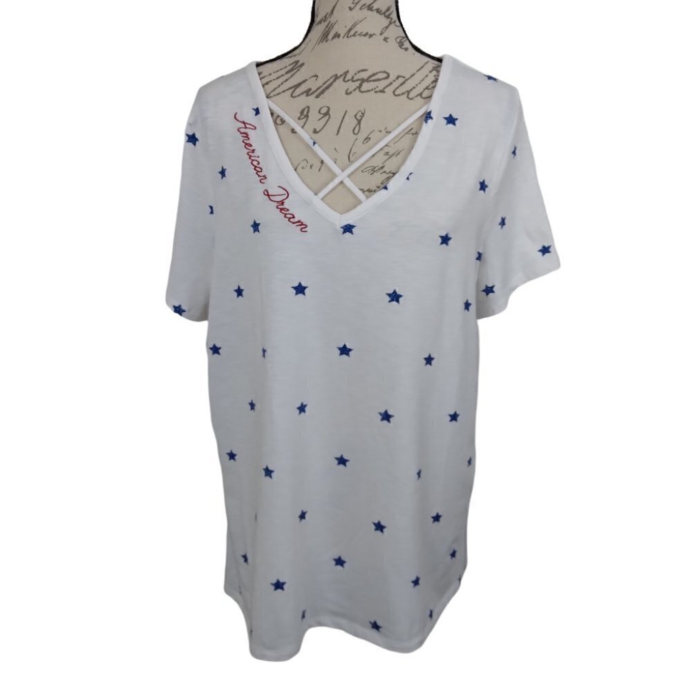 Lane Bryant | White Blue Star American Dream Top | Size 14/16